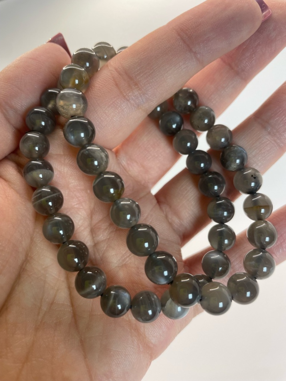 ONE Black Moonstone Beaded Stretch Bracelet - 7mm (0118)